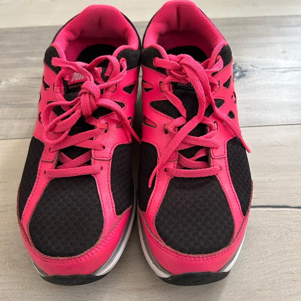 Vibrant Pink and Black Sneakers